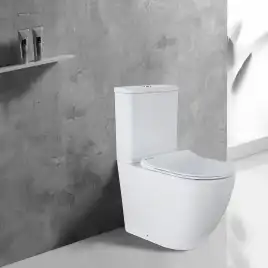 Унитаз напольный Azario Grado AZ-2141 безободковый, с бачком и сидением микролифт, Белый глянцевый