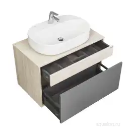 Тумба под раковину Aquaton Лофт Урбан 80 1A247601LQX60 подвесная цвет, серый графит / дуб орегон