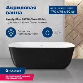 Акриловая ванна Aquanet Family Fine 170x78 95778 Gloss Finish (панель Black matte) 292985