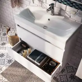 Тумба с раковиной IDDIS Zodiac 80, подвесная, Белая, ZOD8CB0i95K