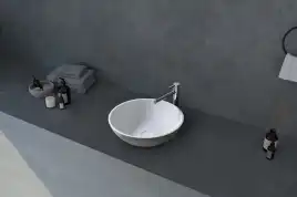 Раковина накладная ABBER STEIN 40х40х15 AS2608, круглая, белая матовая