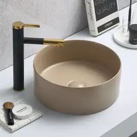 Раковина AVS Лилиан 36x36 капучино матовая с донным клапаном