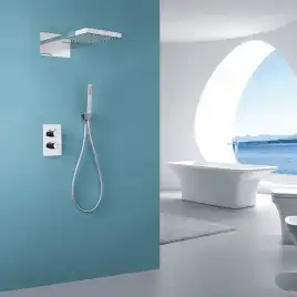 Душевая система ABBER Weiss Insel AF8052 скрытого монтажа без излива, термостат, хром