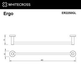Полотенцедержатель Whitecross ERGO gold 45 см, ER2250GL, Золото глянцевое