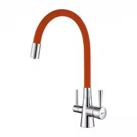 Смеситель для кухни Lemark Comfort LM3075C-Orange с подключением к фильтру с питьевой водой, Хром / Оранжевый