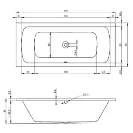 Акриловая ванна Riho Bari S 170x75 прямоугольная B047001005
