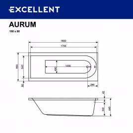 Акриловая ванна Excellent AURUM 180х80 WAEX.AUR18WH прямоугольная, Белая