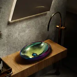 Раковина накладная ABBER BEQUEM 49х31х14 AC2107Regen, овальная, хамелеон