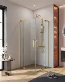 Душевой уголок CEZARES SLIDER-A-2-90/100-C-BORO стекло Прозрачное, профиль Брашированное золото