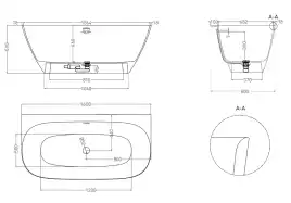 Ванна Salini Mona 170х70 102922M из материала S-Stone, Белая матовая