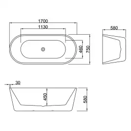 Акриловая ванна Azario RICH 170х75 AZ-6605-17075, Отдельностоящая