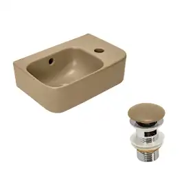 Рукомойник AVS Грейс 37x25 L, капучино матовый с донным клапаном