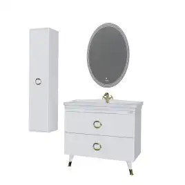 Шкаф-пенал для ванной Grossman Атрио 35 подвесной, белый глянцевый (303509)