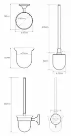 Ершик для унитаза подвесной 11 см BEMETA RETRO золото 144213018