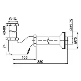 Сифон универсальный AZARIO AZ-110-CHR литой, без выпуска, G 1 1/4 латунь, хром