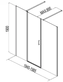 Душевая дверь Aquanet Cinetic 200 см, AE12-N-120H190U-CT + AE12-F-80H190U-CT, профиль Хром, стекло Прозрачное