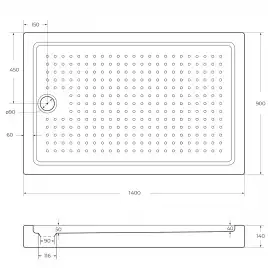 Душевой поддон Cezares TRAY-A 140х90 акриловый TRAY-A-AH-140/90-15-W Белый