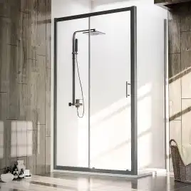 Душевой уголок Veconi Rovigo RV-072B 110х80х190, профиль Черный, стекло прозрачное (RV072B-11080-01-C4)