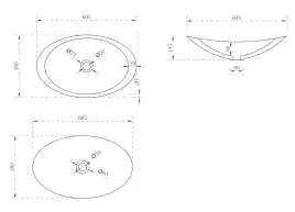 Раковина накладная ABBER STEIN 60,5х38х14,5 AS2606, овальная, белая матовая