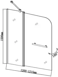 Шторка для ванны Aquanet  120 см, SG-1200, профиль Хром, стекло Прозрачное