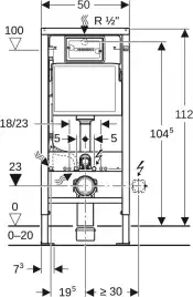 Инсталляция для унитаза Geberit Duofix 458.128.DW.1, с кнопкой смыва Delta 50, черная матовая