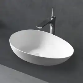 Раковина накладная ABBER STEIN 60х36х15 AS2615, овальная, белая матовая