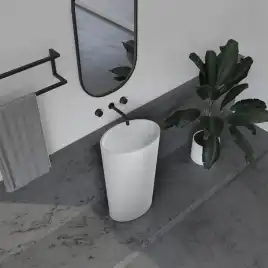 Раковина напольная ABBER STEIN 50х32х85 AS2504-H, овальная, белая матовая