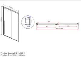 Душевая дверь Vincea Lugano 150 VDS-1L150CLB-1, раздвижная, профиль черный, стекло прозрачное