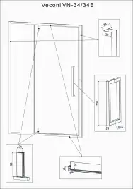 Душевая дверь Veconi Vianno VN-34 120 см, VN34-120-01-C7, профиль Хром, стекло Прозрачное