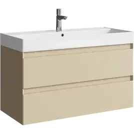 Тумба с раковиной подвесная Aqwella Geometria 100 GE01102MD, с двумя ящиками, цвет морская дюна