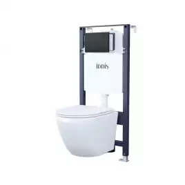 Комплект унитаза с инсталляцией IDDIS Basic BASBQ02i73 с сиденьем микролифт и кнопкой смыва Черный матовый