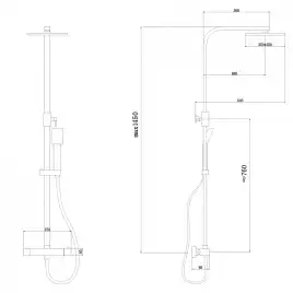 Душевая стойка ABBER Daheim AF8260BL с термостатом без излива, черный матовый