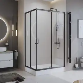 Душевой уголок BelBagno UNO-195-AH-2-120/90-C-NERO стекло прозрачное, профиль Черный матовый