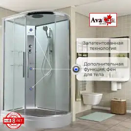 Душевая кабина AvaCan EM2912LT 120x90 см, низкий поддон, с крышей, левая