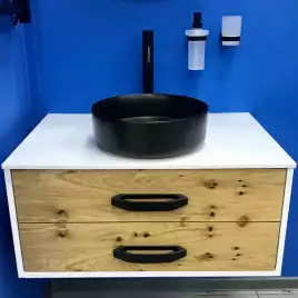 Раковина AVS Art Basin 35,5x35,5 801-0201-d36MB+Д/К. черная с донным клапаном