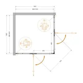 Душевой уголок Cezares LINER-A-2-90-C-NERO профиль Черный, стекло Прозрачное