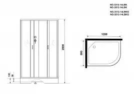 Душевая кабина Niagara Classic 120х80х200 NG-3512-14LBK низкий поддон, без гидромассажа, 35121433LBK