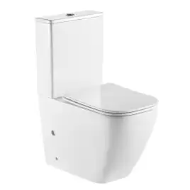 Унитаз напольный Azario LEVANTO AZ-1228A безободковый, с бачком и сидением микролифт, Белый глянцевый
