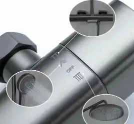 Душевая система Gappo G2495-79 с тропическим душем и термостатом, Оружейная сталь