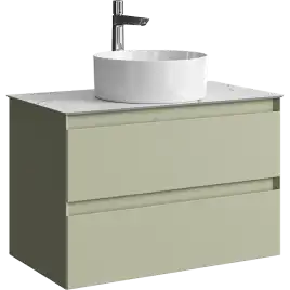 Тумба с раковиной подвесная Aqwella Geometria 80 GE01082SH+STG814X476MW, со столешницей мрамор белый, цвет зеленый шалфей