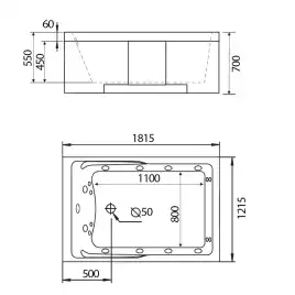 Акриловая ванна Gemy G9061 B R 181х121 с гидромассажем, правая