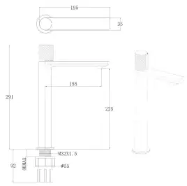 Смеситель для накладной раковины Allen Brau Liberty 5.33002-31, однорычажный, высокий, Черный матовый