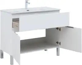 Тумба под раковину Aquanet Алвита New 100 1 ящик, 2 дверцы, белый матовый 277554