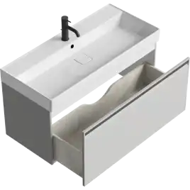 Тумба с раковиной подвесная Aqwella 5 Stars Pure 100 см, PUR0110ST, цвет Серый туман