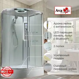 Душевая кабина AvaCan EM3812RLEDT 120x80 см, средний поддон, с крышей, правая
