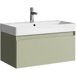 Тумба с раковиной подвесная Aqwella Geometria 80 GE01081SH, с одним ящиком, цвет зеленый шалфей