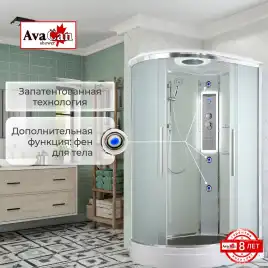 Душевая кабина AvaCan EM2811RLED 110x80 см, низкий поддон, с крышей, правая