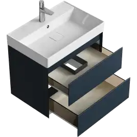 Тумба с раковиной подвесная Aqwella Geometria 65 GE01652GRM, с двумя ящиками, цвет серый