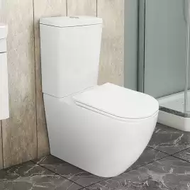 Унитаз-компакт Azario Grado AZ-2141 UQ1 напольный, смыв Торнадо, безободковый, с бачком и сидением микролифт, цвет белый