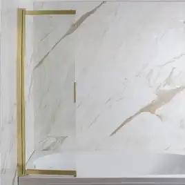 Шторка на ванну AVS Слайдер Плюс 80 см профиль брашированное золото, стекло прозрачное, 803-0011-150-82-GB-T